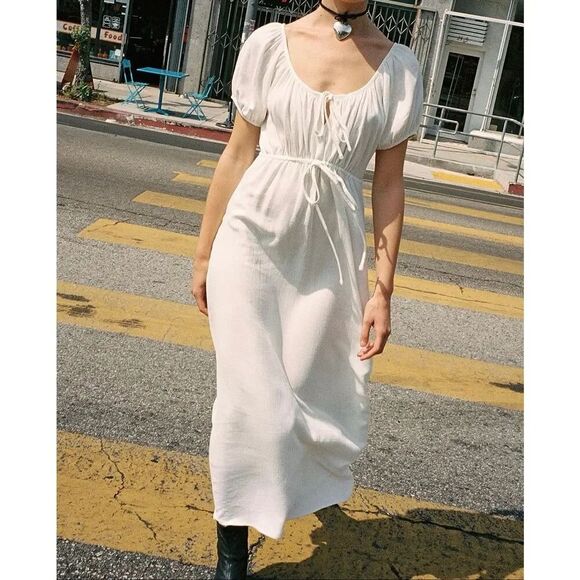 Lisa Says Gah Dresses & Skirts - Lisa Says Gah Luxe Midi Dress in Milk Eyelet Size S